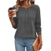 Zeagoo Fall Tops for Women Long Sleeve Shirts Casual Cotton Blouses 2025 Dressy Pleated Tunics(Dark Grey)