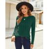 Zeagoo Fall Tops for Women Long Sleeve Shirts Casual Cotton Blouses 2025 Dressy Pleated Tunics(Deep Green)