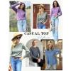 Zeagoo Fall Tops for Women Long Sleeve Shirts Casual Cotton Blouses 2025 Dressy Pleated Tunics(Deep Sky Blue)