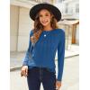 Zeagoo Fall Tops for Women Long Sleeve Shirts Casual Cotton Blouses 2025 Dressy Pleated Tunics(Deep Sky Blue)