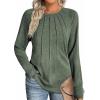 Zeagoo Fall Tops for Women Long Sleeve Shirts Casual Cotton Blouses 2025 Dressy Pleated Tunics(Green)