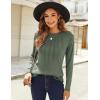 Zeagoo Fall Tops for Women Long Sleeve Shirts Casual Cotton Blouses 2025 Dressy Pleated Tunics(Green)