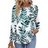 Zeagoo Fall Tops for Women Long Sleeve Shirts Casual Cotton Blouses 2025 Dressy Pleated Tunics(Leaf Print)