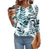 Zeagoo Fall Tops for Women Long Sleeve Shirts Casual Cotton Blouses 2025 Dressy Pleated Tunics(Leaf Print)