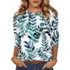 Zeagoo Fall Tops for Women Long Sleeve Shirts Casual Cotton Blouses 2025 Dressy Pleated Tunics(Leaf Print)