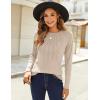 Zeagoo Fall Tops for Women Long Sleeve Shirts Casual Cotton Blouses 2025 Dressy Pleated Tunics(Light Khaki)