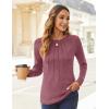 Zeagoo Fall Tops for Women Long Sleeve Shirts Casual Cotton Blouses 2025 Dressy Pleated Tunics(Mauve)