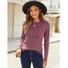 Zeagoo Fall Tops for Women Long Sleeve Shirts Casual Cotton Blouses 2025 Dressy Pleated Tunics(Mauve)