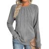 Zeagoo Fall Tops for Women Long Sleeve Shirts Casual Cotton Blouses 2025 Dressy Pleated Tunics(Mid-grey)