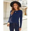 Zeagoo Fall Tops for Women Long Sleeve Shirts Casual Cotton Blouses 2025 Dressy Pleated Tunics(Navy)