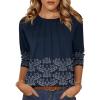 Zeagoo Fall Tops for Women Long Sleeve Shirts Casual Cotton Blouses 2025 Dressy Pleated Tunics(Navy Print)