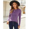 Zeagoo Fall Tops for Women Long Sleeve Shirts Casual Cotton Blouses 2025 Dressy Pleated Tunics(Purple)