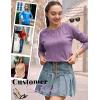 Zeagoo Fall Tops for Women Long Sleeve Shirts Casual Cotton Blouses 2025 Dressy Pleated Tunics(Purple)