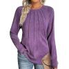 Zeagoo Fall Tops for Women Long Sleeve Shirts Casual Cotton Blouses 2025 Dressy Pleated Tunics(Purple)