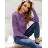 Zeagoo Fall Tops for Women Long Sleeve Shirts Casual Cotton Blouses 2025 Dressy Pleated Tunics(Purple)