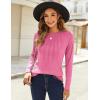 Zeagoo Fall Tops for Women Long Sleeve Shirts Casual Cotton Blouses 2025 Dressy Pleated Tunics(Rose Pink)