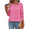 Zeagoo Fall Tops for Women Long Sleeve Shirts Casual Cotton Blouses 2025 Dressy Pleated Tunics(Rose Pink)