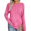 Zeagoo Fall Tops for Women Long Sleeve Shirts Casual Cotton Blouses 2025 Dressy Pleated Tunics(Rose Pink)