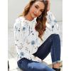 Zeagoo Fall Tops for Women Long Sleeve Shirts Casual Cotton Blouses 2025 Dressy Pleated Tunics(White Floral)