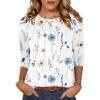 Zeagoo Fall Tops for Women Long Sleeve Shirts Casual Cotton Blouses 2025 Dressy Pleated Tunics(White Floral)