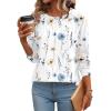 Zeagoo Fall Tops for Women Long Sleeve Shirts Casual Cotton Blouses 2025 Dressy Pleated Tunics(White Floral)