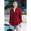 Zeagoo Flannel Shirt Women Button Down Long Sleeve Plaid Shirts Collared Casual Work Tops S-2XL(Z-gz440)