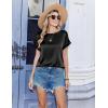 Zeagoo Satin Blouse for Women Business Casual Outfit Short Sleeve Tops Crewneck Tshirt Silk Shirt Summer Clothes(Black)
