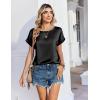 Zeagoo Satin Blouse for Women Business Casual Outfit Short Sleeve Tops Crewneck Tshirt Silk Shirt Summer Clothes(Black)