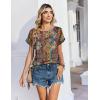 Zeagoo Satin Blouse for Women Business Casual Outfit Short Sleeve Tops Crewneck Tshirt Silk Shirt Summer Clothes(Bobo Multicolor 721)