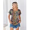 Zeagoo Satin Blouse for Women Business Casual Outfit Short Sleeve Tops Crewneck Tshirt Silk Shirt Summer Clothes(Bobo Multicolor 721)