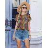Zeagoo Satin Blouse for Women Business Casual Outfit Short Sleeve Tops Crewneck Tshirt Silk Shirt Summer Clothes(Bobo Multicolor 721)