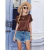 Zeagoo Satin Blouse for Women Business Casual Outfit Short Sleeve Tops Crewneck Tshirt Silk Shirt Summer Clothes(Brown)