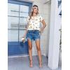 Zeagoo Satin Blouse for Women Business Casual Outfit Short Sleeve Tops Crewneck Tshirt Silk Shirt Summer Clothes(Floral Beige 1018)