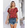 Zeagoo Satin Blouse for Women Business Casual Outfit Short Sleeve Tops Crewneck Tshirt Silk Shirt Summer Clothes(Floral Red 290)
