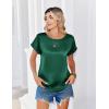 Zeagoo Satin Blouse for Women Business Casual Outfit Short Sleeve Tops Crewneck Tshirt Silk Shirt Summer Clothes(Green)