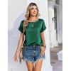 Zeagoo Satin Blouse for Women Business Casual Outfit Short Sleeve Tops Crewneck Tshirt Silk Shirt Summer Clothes(Green)
