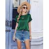 Zeagoo Satin Blouse for Women Business Casual Outfit Short Sleeve Tops Crewneck Tshirt Silk Shirt Summer Clothes(Green)