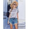 Zeagoo Satin Blouse for Women Business Casual Outfit Short Sleeve Tops Crewneck Tshirt Silk Shirt Summer Clothes(Light Grey)