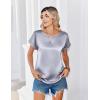 Zeagoo Satin Blouse for Women Business Casual Outfit Short Sleeve Tops Crewneck Tshirt Silk Shirt Summer Clothes(Light Grey)