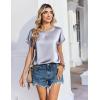 Zeagoo Satin Blouse for Women Business Casual Outfit Short Sleeve Tops Crewneck Tshirt Silk Shirt Summer Clothes(Light Grey)