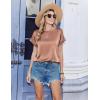 Zeagoo Satin Blouse for Women Business Casual Outfit Short Sleeve Tops Crewneck Tshirt Silk Shirt Summer Clothes(Light Khaki)