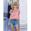 Zeagoo Satin Blouse for Women Business Casual Outfit Short Sleeve Tops Crewneck Tshirt Silk Shirt Summer Clothes(Pink)