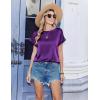 Zeagoo Satin Blouse for Women Business Casual Outfit Short Sleeve Tops Crewneck Tshirt Silk Shirt Summer Clothes(Purple)