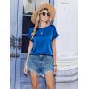 Zeagoo Satin Blouse for Women Business Casual Outfit Short Sleeve Tops Crewneck Tshirt Silk Shirt Summer Clothes(Royal Blue)