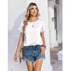 Zeagoo Satin Blouse for Women Business Casual Outfit Short Sleeve Tops Crewneck Tshirt Silk Shirt Summer Clothes(White)