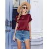 Zeagoo Satin Blouse for Women Business Casual Outfit Short Sleeve Tops Crewneck Tshirt Silk Shirt Summer Clothes(Wine Red)