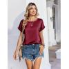 Zeagoo Satin Blouse for Women Business Casual Outfit Short Sleeve Tops Crewneck Tshirt Silk Shirt Summer Clothes(Wine Red)