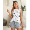 Zeagoo Summer Tank Top for Women 2026 Pleated High Neck Tops Loose Fit Flowy Dressy Tunic Sleeveless Shirts(B-1white Floral)
