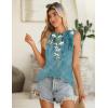 Zeagoo Summer Tank Top for Women 2026 Pleated High Neck Tops Loose Fit Flowy Dressy Tunic Sleeveless Shirts(B-blue Floral)