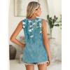 Zeagoo Summer Tank Top for Women 2026 Pleated High Neck Tops Loose Fit Flowy Dressy Tunic Sleeveless Shirts(B-blue Floral)